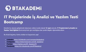 IT Projelerinde İş Analizi ve Yazılım Testi Bootcamp Ücretsiz